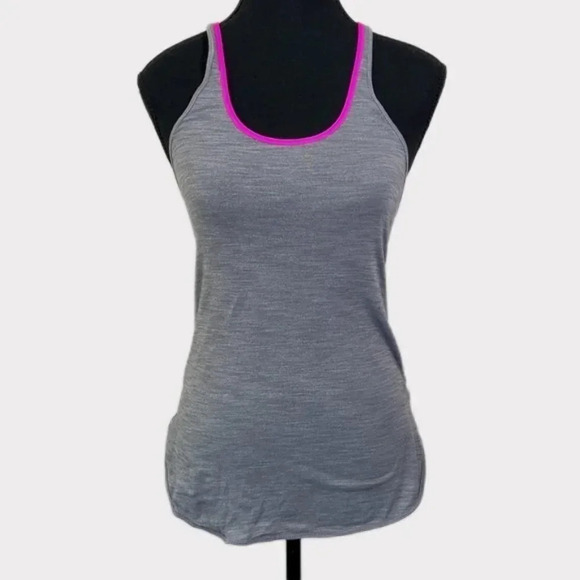 Lululemon  Pink Neon Round Neck Gray Active Tank Top - Picture 1 of 7